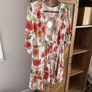 Women's Floral V-Neck Tie-Waist Dress by Petal & Pup